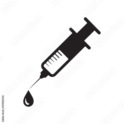 Black color injection icon. Syringe icon. Illustration eps 10