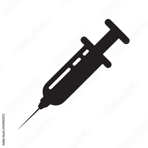 Black color injection icon. Syringe icon. Illustration eps 10