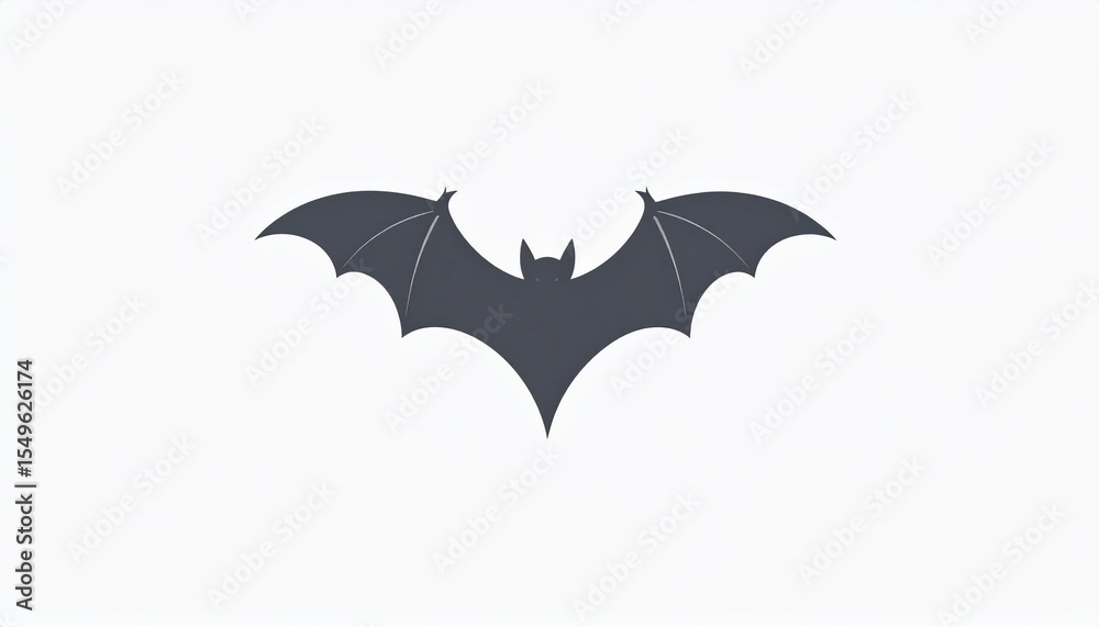 Fototapeta premium Sleek vampire bat silhouette stylized wings minimalist design dark gray on light background.