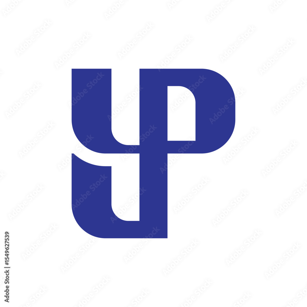 Fototapeta premium Minimalist Blue YP Logo Design Featuring Intertwined Letters