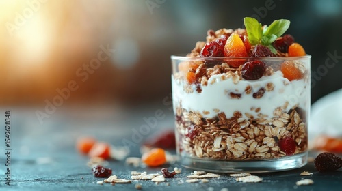 Wallpaper Mural A beautifully layered yogurt parfait with granola, fruits, and nuts that showcases healthy eating and vibrant colors, perfect for a breakfast or snack choice. Torontodigital.ca