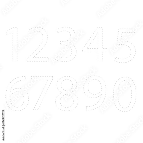 1,2,3,4,5,6,7,8,9,0 Number for tracing, preparing for school, task for developing hand motor skills, training exercises, calligraphy