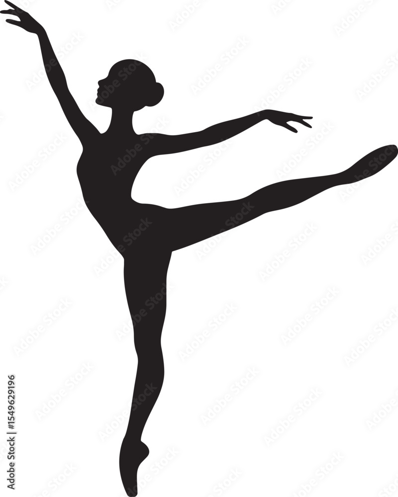 Obraz premium Graceful Ballet Dancer Silhouette Performing Grand Battement