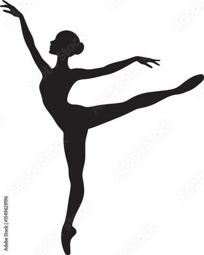 Graceful Ballet Dancer Silhouette Performing Grand Battement