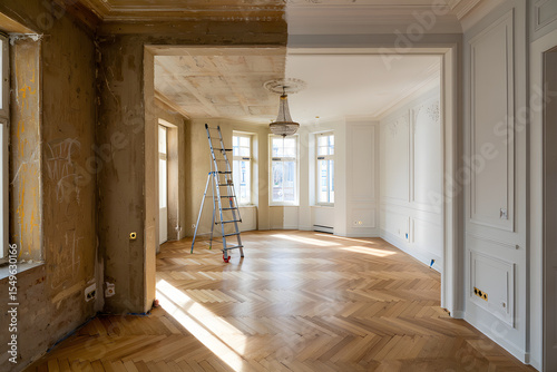 Half Renovated Room Showing Before and After