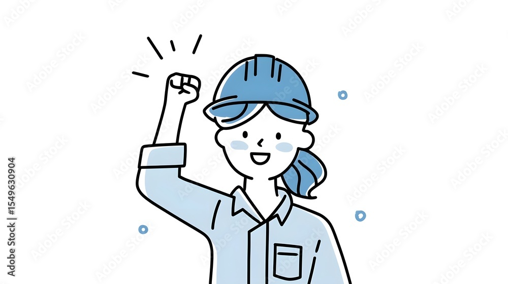 Cheerful construction worker in blue uniform and helmet Cheerful construction worker in blue uniform and helmet