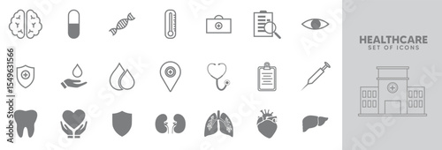 Set of Healthcare icons vector on white isolated