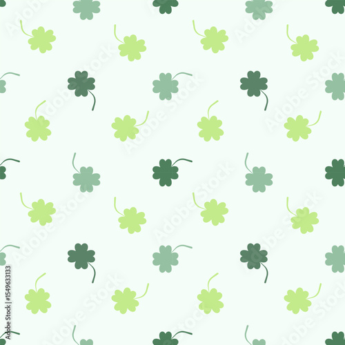 lucky leaves seamless pattern on green pastel background 
