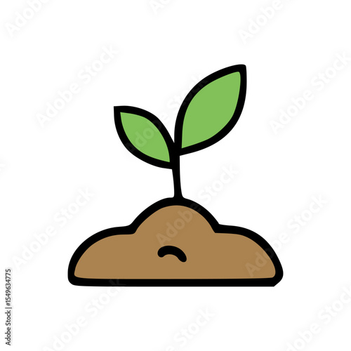 Young Sprout with Fresh Green Leaves Emerging from Ground Representing Growth and Nature Concept