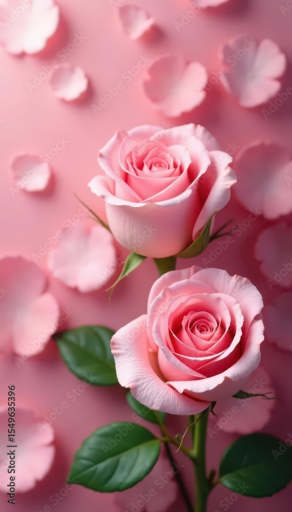 Fototapeta premium Soft pink roses, lush petals, romantic backdrop, wallpaper, pink, love