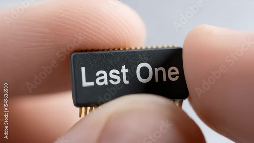 Last One Microchip: A person's hand delicately holds a microchip labeled 