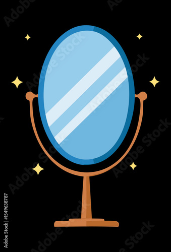 Sparkling Oval Mirror with Light Blue Frame