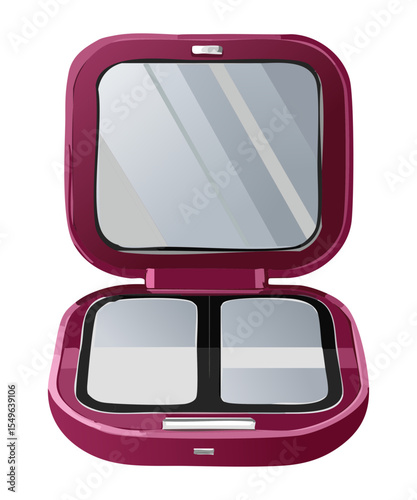 Open Purple Cosmetic Compact with Multiple Compartments