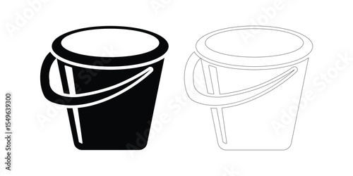 Simple black and white icons representing two buckets side by side