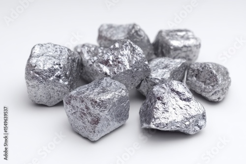 White backdrop with aluminum fragments industrial minerals