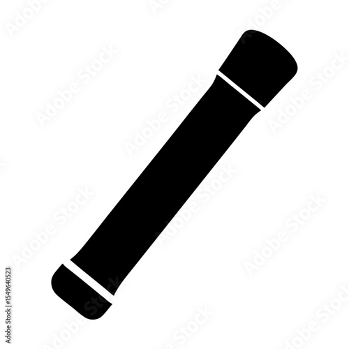 A simple graphic illustration of a black cylindrical object on white background