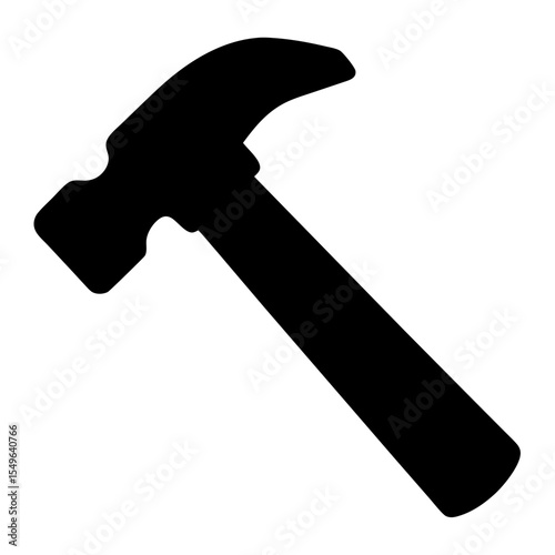 Silhouette of a hammer with a wooden handle used for carpentry work