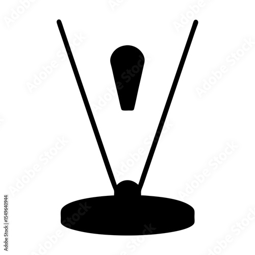 Simplified Black Antenna Symbol Representing Communication and Technological Signal Reception