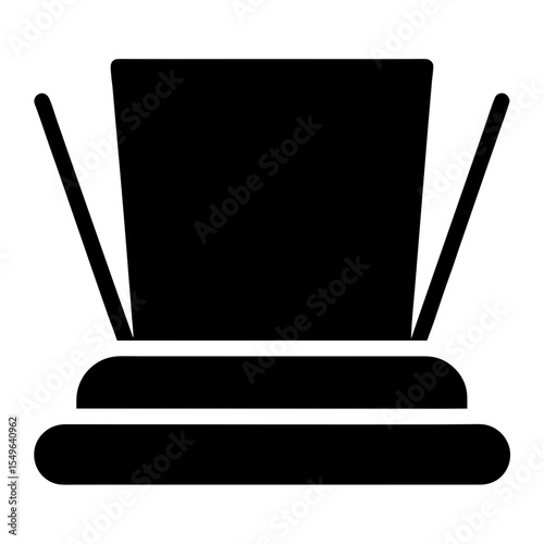 A minimalistic graphic depicting a traditional magician's top hat and wands