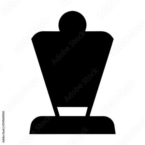 Monochromatic mannequin with a spherical head on a trapezoidal body form
