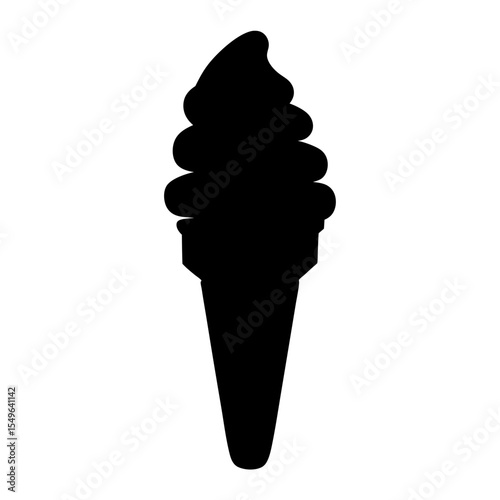A delicious black silhouette of a vanilla ice cream cone treat
