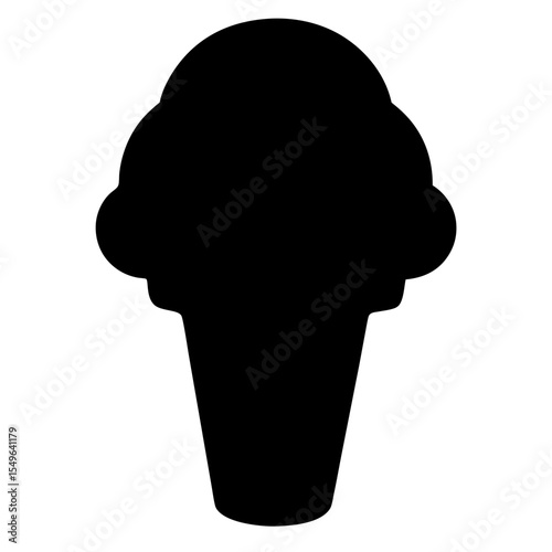 Silhouette of a delightful ice cream cone with a generous scoop