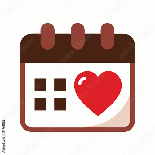 Valentine Calendar Vector – Chocolate Bar on February 14 Marked on White Background