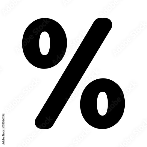 Stylized black percentage symbol on a white background graphic illustration