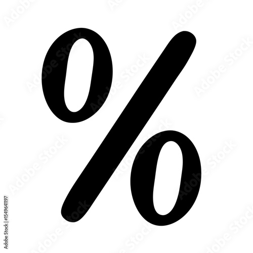 A bold black percentage symbol isolated on a clean white background