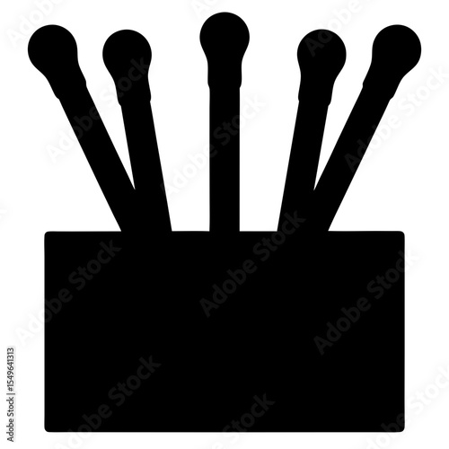 Silhouette of Matches in a Box, Ready to Strike, All in Black