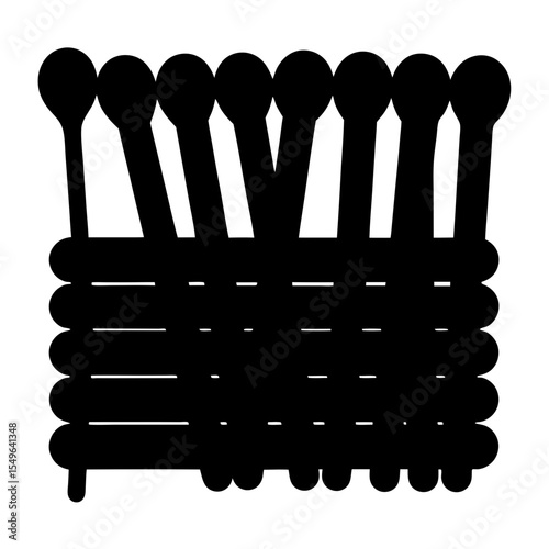 Stylized Black and White Illustration of Matches in a Matchbox, Simple Design