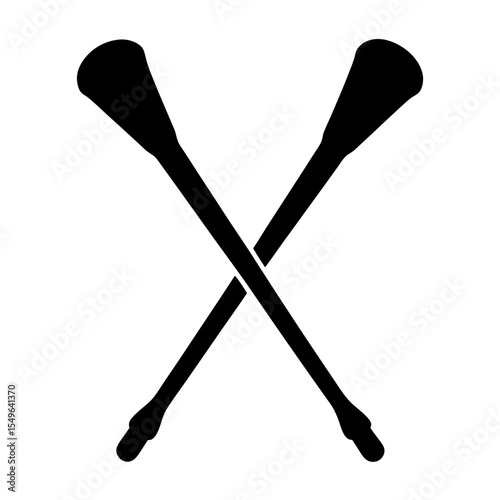 Stylized Black Lacrosse Sticks Crossing on a White Background Ready for Action