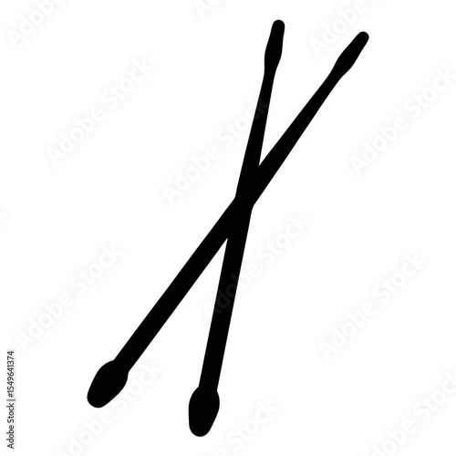 Cotton Swabs Icon, A minimalist black silhouette of cotton swabs, perfect for hygiene, health, and personal care-related designs.
