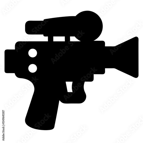 Futuristic Black Ray Gun with Scope, A Classic Space Adventure Weapon