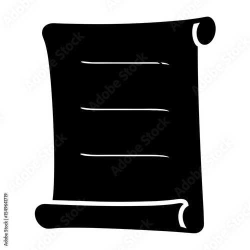 A stylized black scroll with visible lines for easy reading purposes
