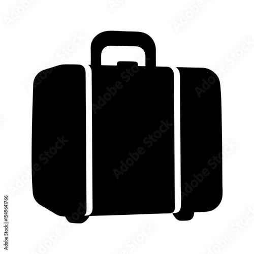 Black Suitcase Icon, A minimalist black silhouette of a suitcase, perfect for travel, luggage, and vacation-themed designs.
