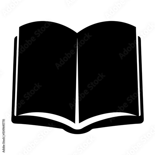 Black and White Open Book Icon Representing Education and Knowledge