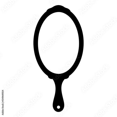 Elegant silhouette of a handheld mirror with a classic oval frame design