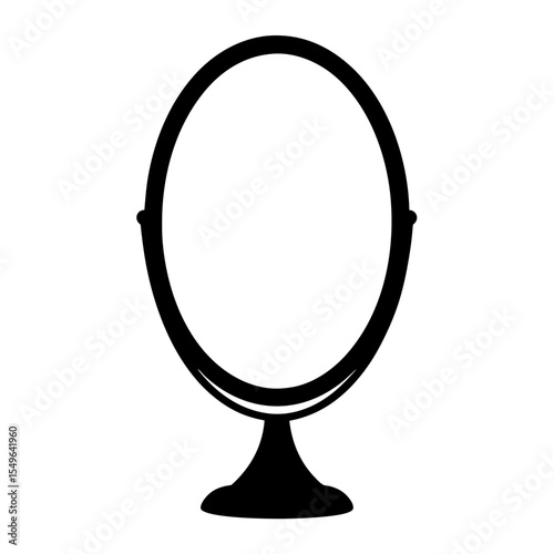 Elegant freestanding vanity mirror with oval shape and pedestal base design
