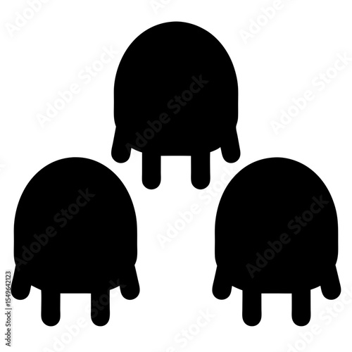 Set of 3 Silhouette Bugs Icons, A simple silhouette of three bugs in a minimalist style, perfect for pest control, nature, or illustration designs.
