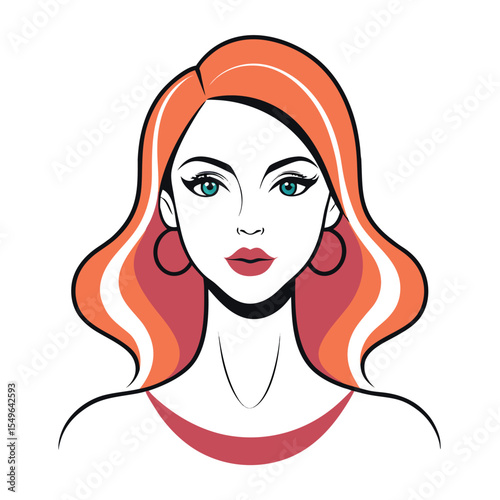 Minimalistic silhouette of woman face on white background