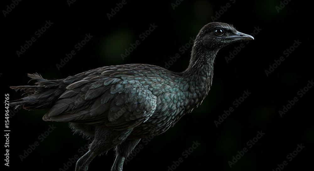 Fototapeta premium Bird, Rail, Wood rail, Juvenile Black-necked Wood Rail in Dramatic Low-Key Lighting