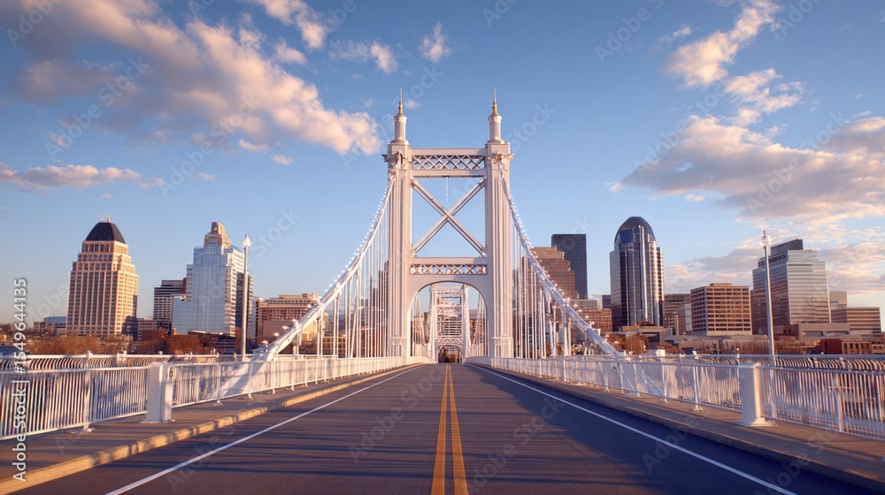 Obraz premium A Majestic White Bridge Overlooking a Cityscape