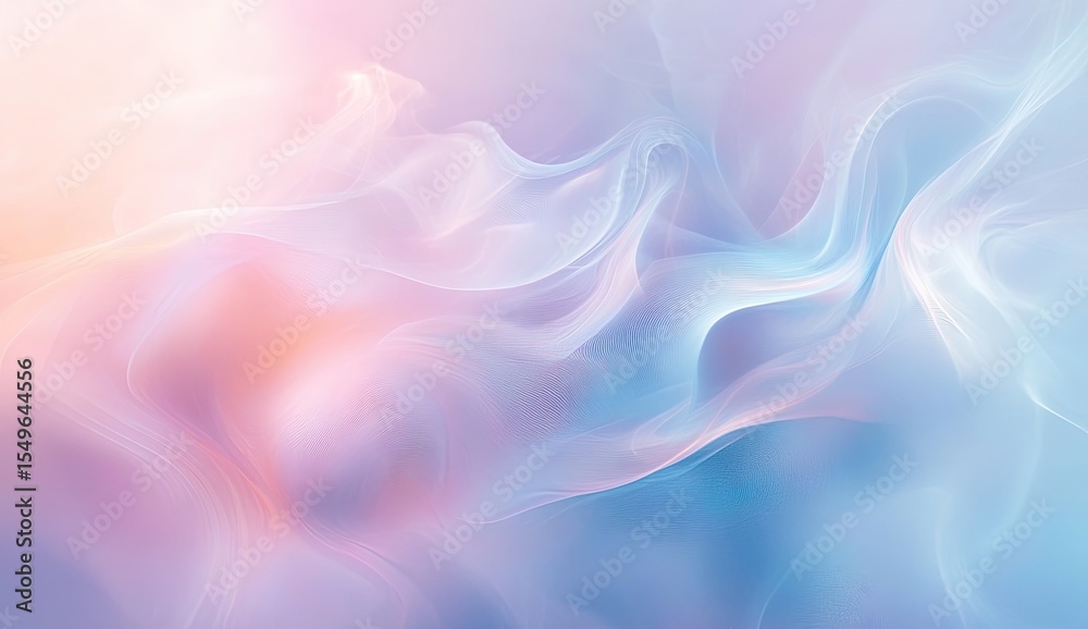 Fototapeta premium Abstract, soft, pastel swirls of light. Delicate, flowing forms in light blue, pink and peach