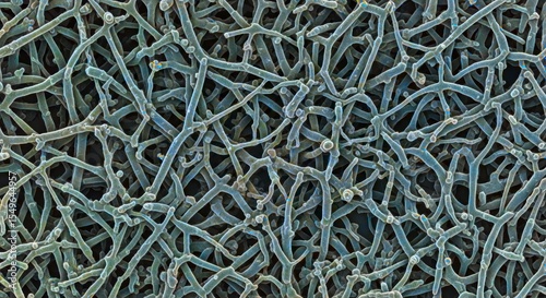 Silicon nanowires magnified under electron microscope showing detailed fine structure and arrangement