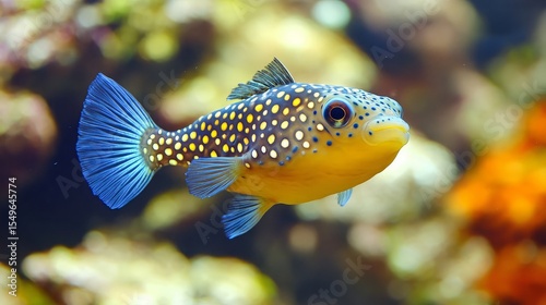Arothron meleagris the guineafowl puffer or golden puffer sea yellow fish saltwater aquarium nature wild life ocean hobby pets