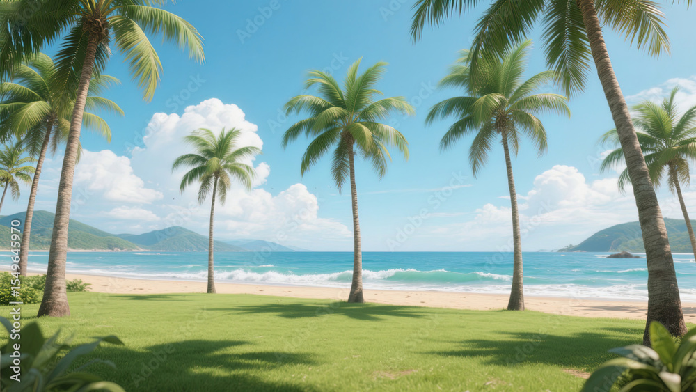 Fototapeta premium palm trees on the beach