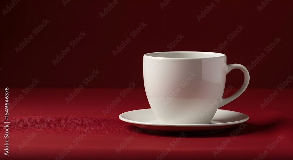 Fototapeta premium White cup, Coffee cup, Tea cup, White Coffee Cup on Red Background