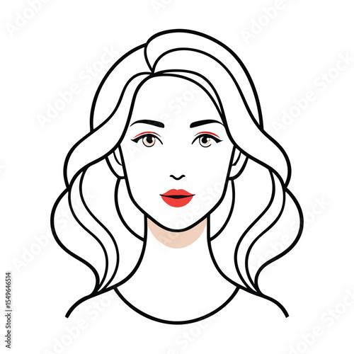 Minimalistic silhouette of woman face on white background