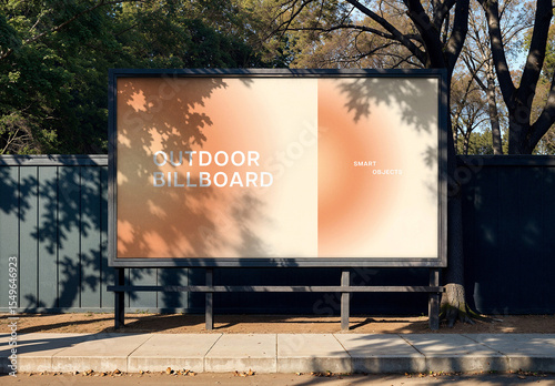 Outdoor Billboard Mockup with Shadow Overlay